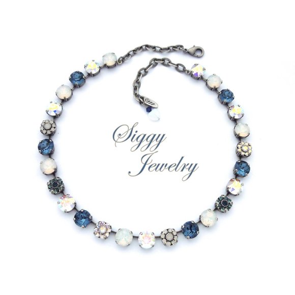 Swarovski Denim, White Opal, Crystal AB Necklace - Picture 1 of 6